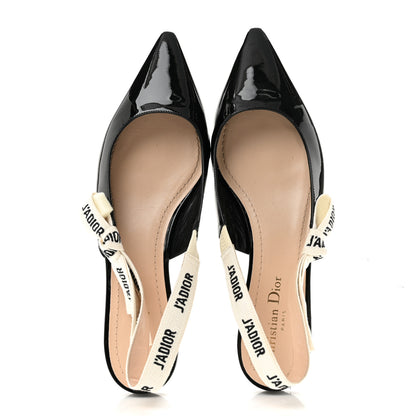 Christian Dior Patent Ribbon J'Adior Slingback Ballet Flats 38.5 Black 2 of 10