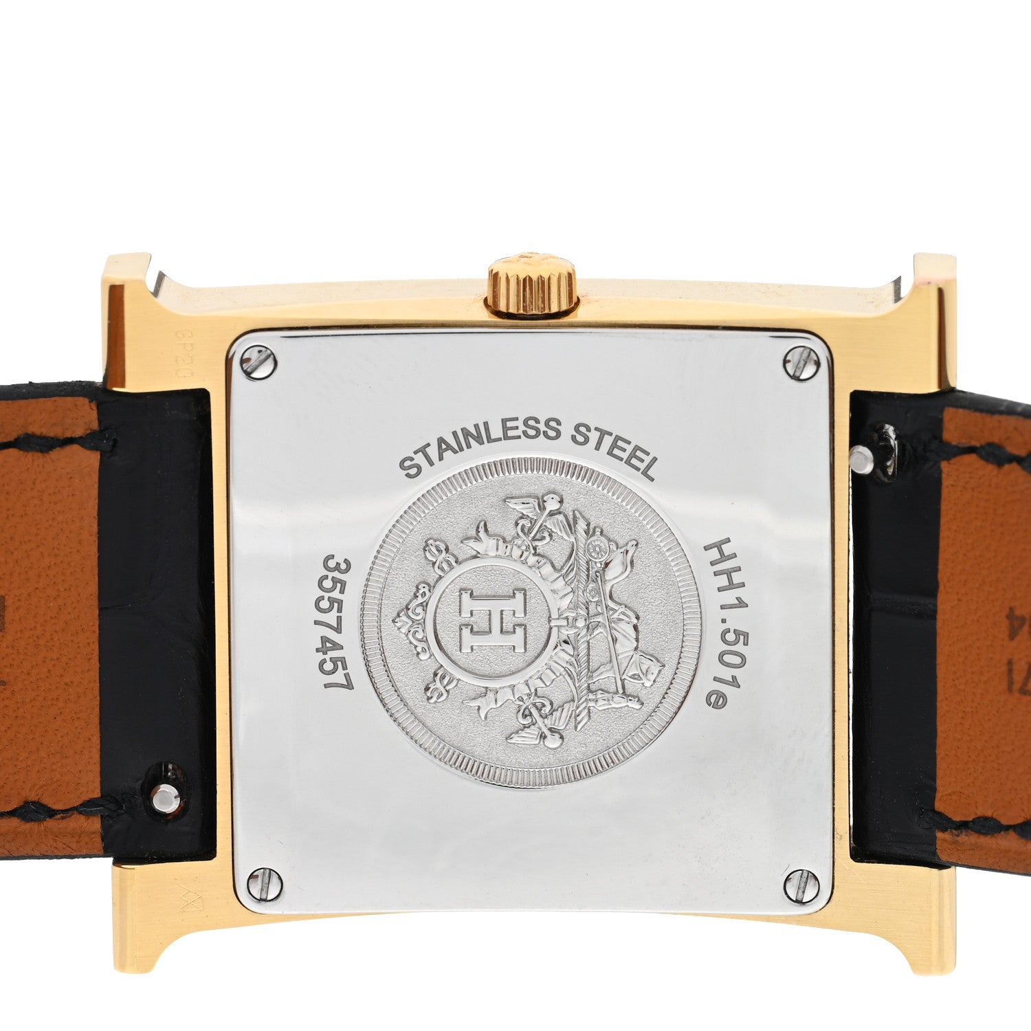 Hermes Stainless Steel Alligator 26mm Heure H Hour Quartz Watch Noir 4 of 5
