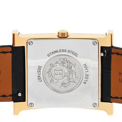 Hermes Stainless Steel Alligator 26mm Heure H Hour Quartz Watch Noir 4 of 5
