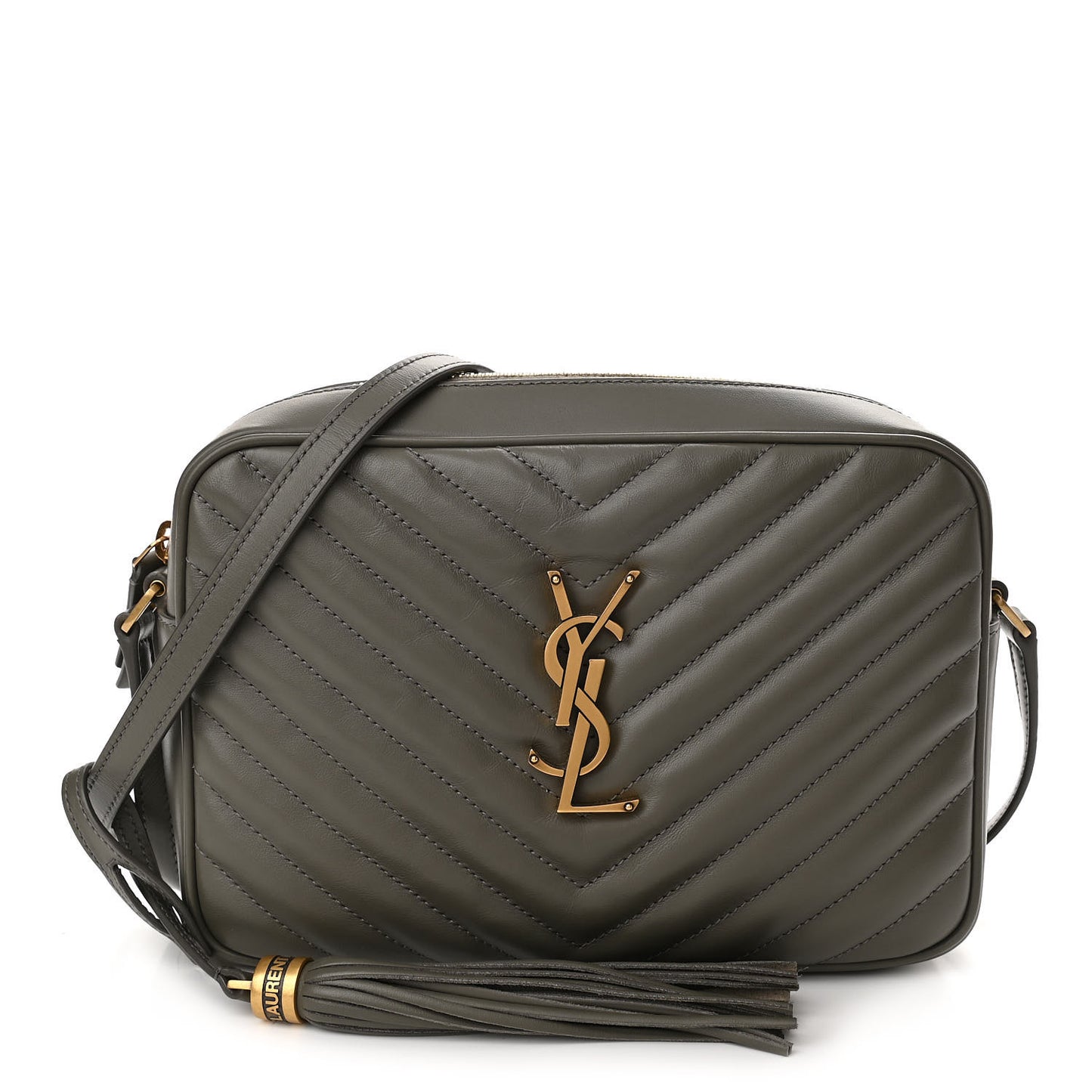 Calfskin Matelasse Monogram Lou Camera Bag Grey Kaki