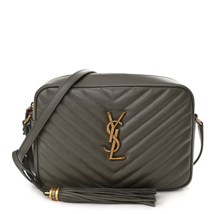 Saint Laurent Calfskin Matelasse Monogram Lou Camera Bag Grey Kaki 1 of 9