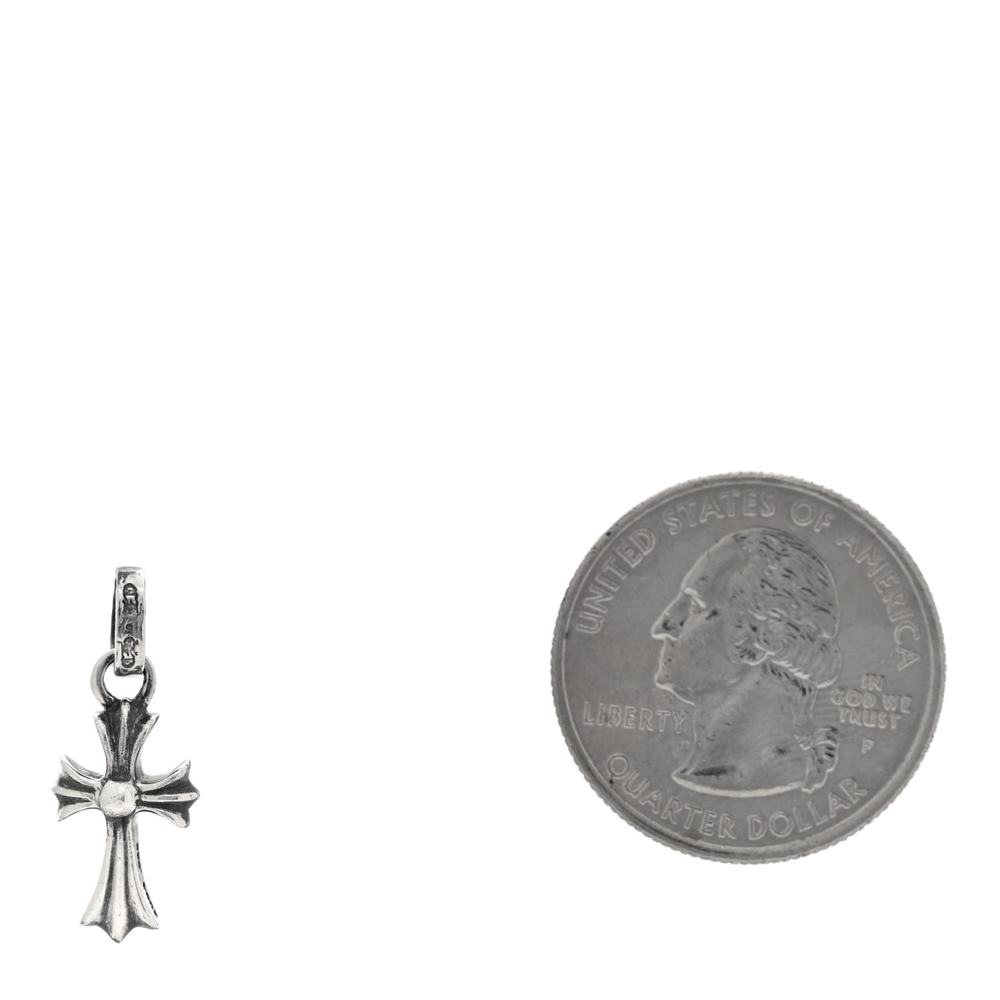 Sterling Silver Diamond Baby Fat Cross Pave Pendant