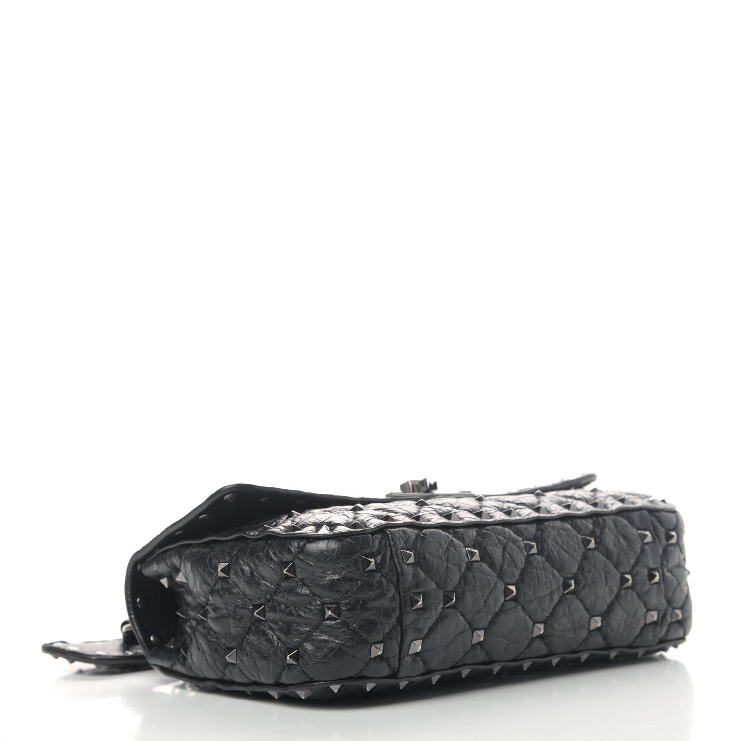 Valentino Garavani Craquele Nappa Small Rockstud Spike Shoulder Bag Black 3 of 6