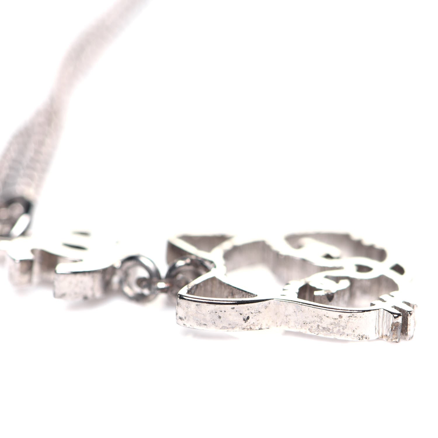 Chanel Crystal Emoji Choupette Cat Pendant Necklace Silver 7 of 8