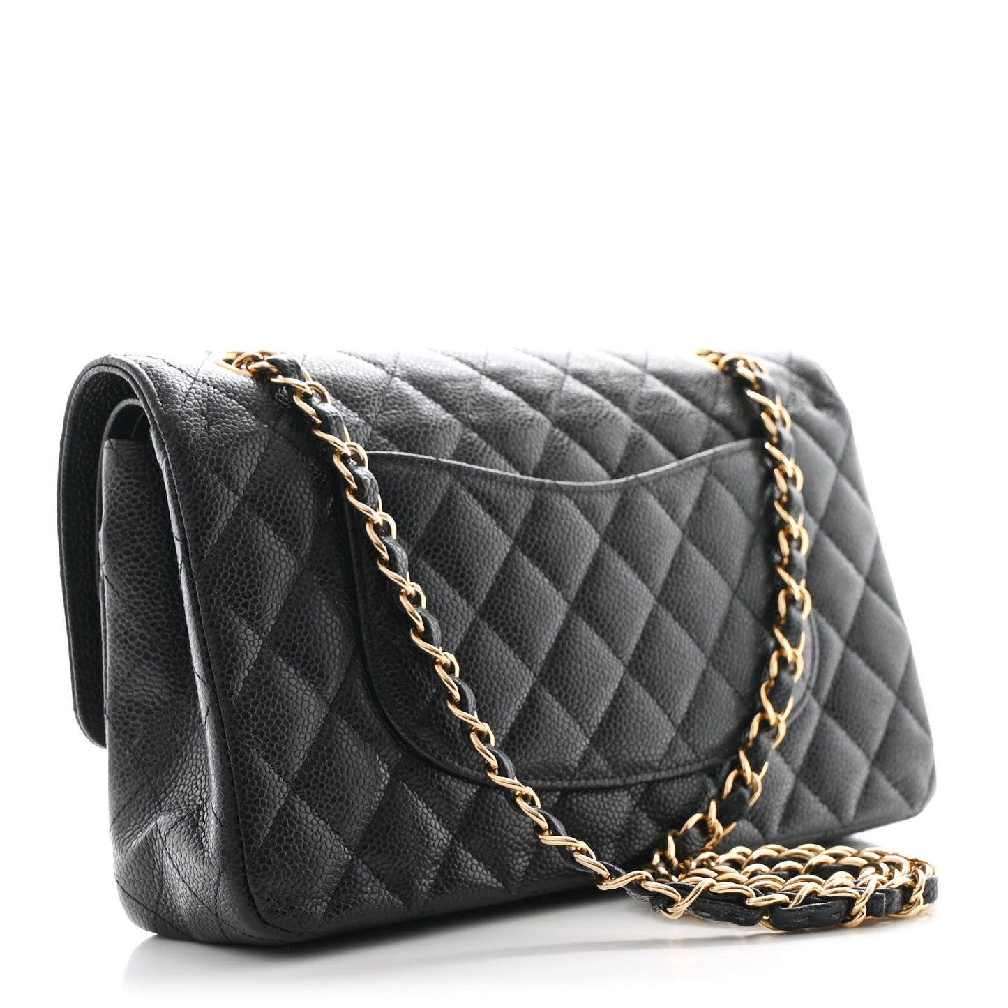 Caviar Quilted Medium Double Flap Black