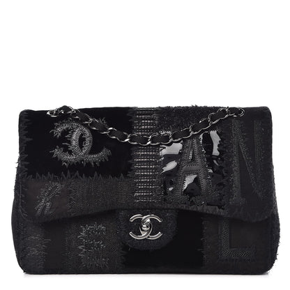 Chanel Tweed Patchwork Jumbo Single Flap Black 1 of 8