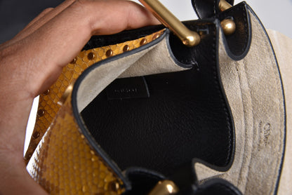 Chloe Calfskin Python Studded Mini Hudson Shoulder Bag Black 11 of 13