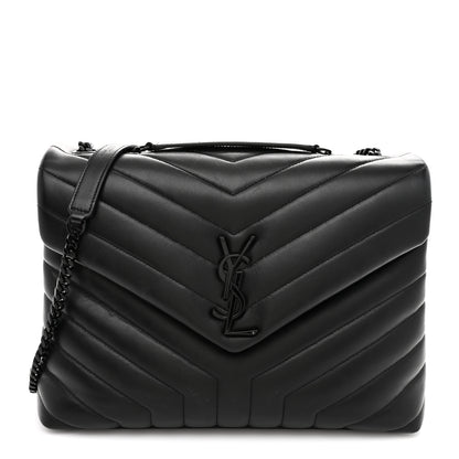 Saint Laurent Calfskin Y Quilted Monogram Monochrome Medium Loulou Chain Satchel Black 1 of 11