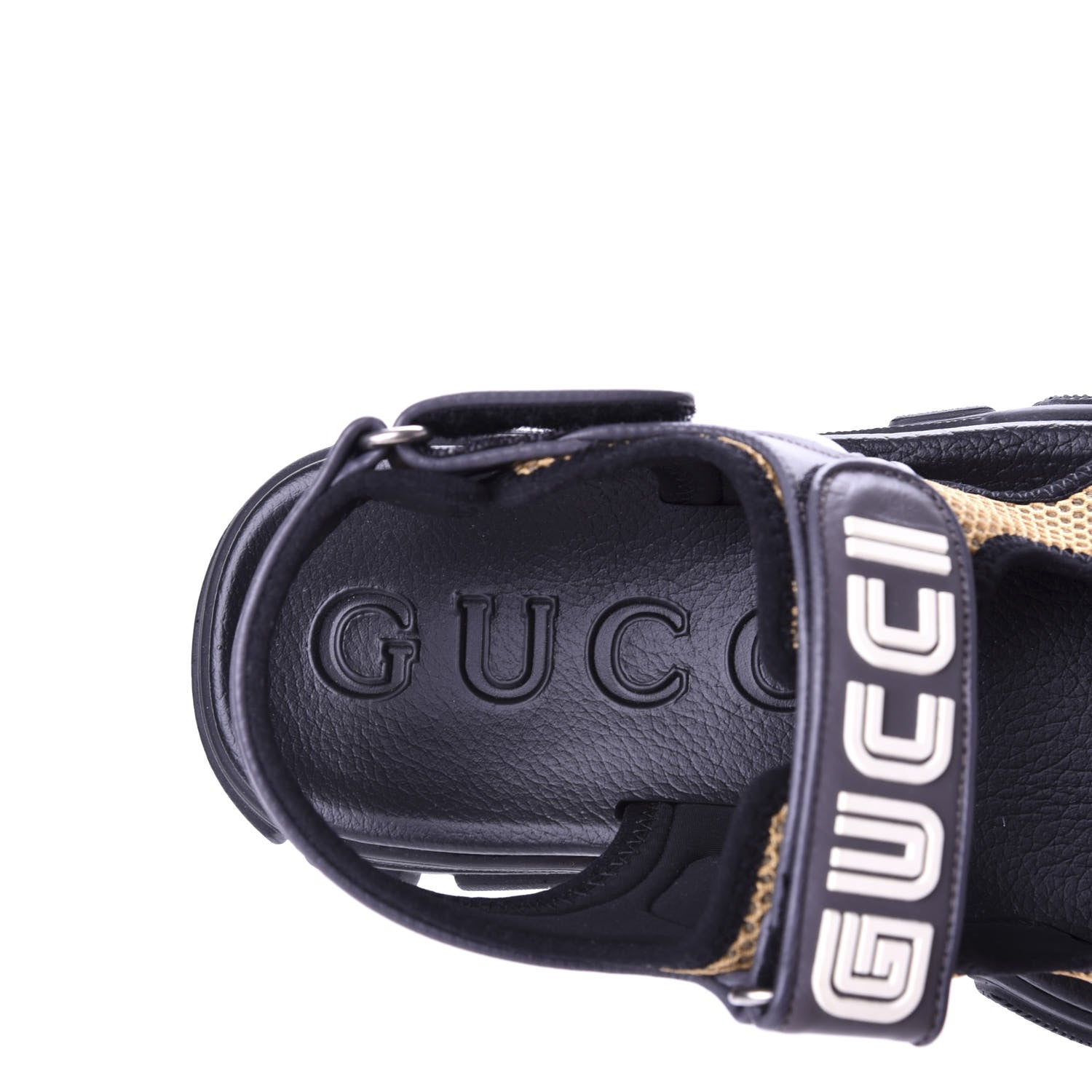 Gucci X SEGA Nappa Mesh Mens Aguru Sandals 8 Loess Black 7 of 9