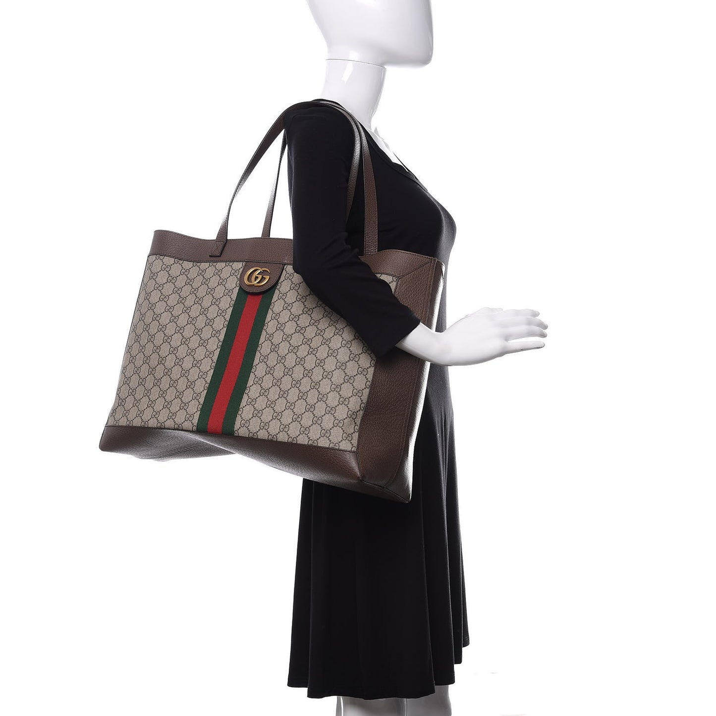 GG Supreme Monogram Web Ophidia Tote Brown