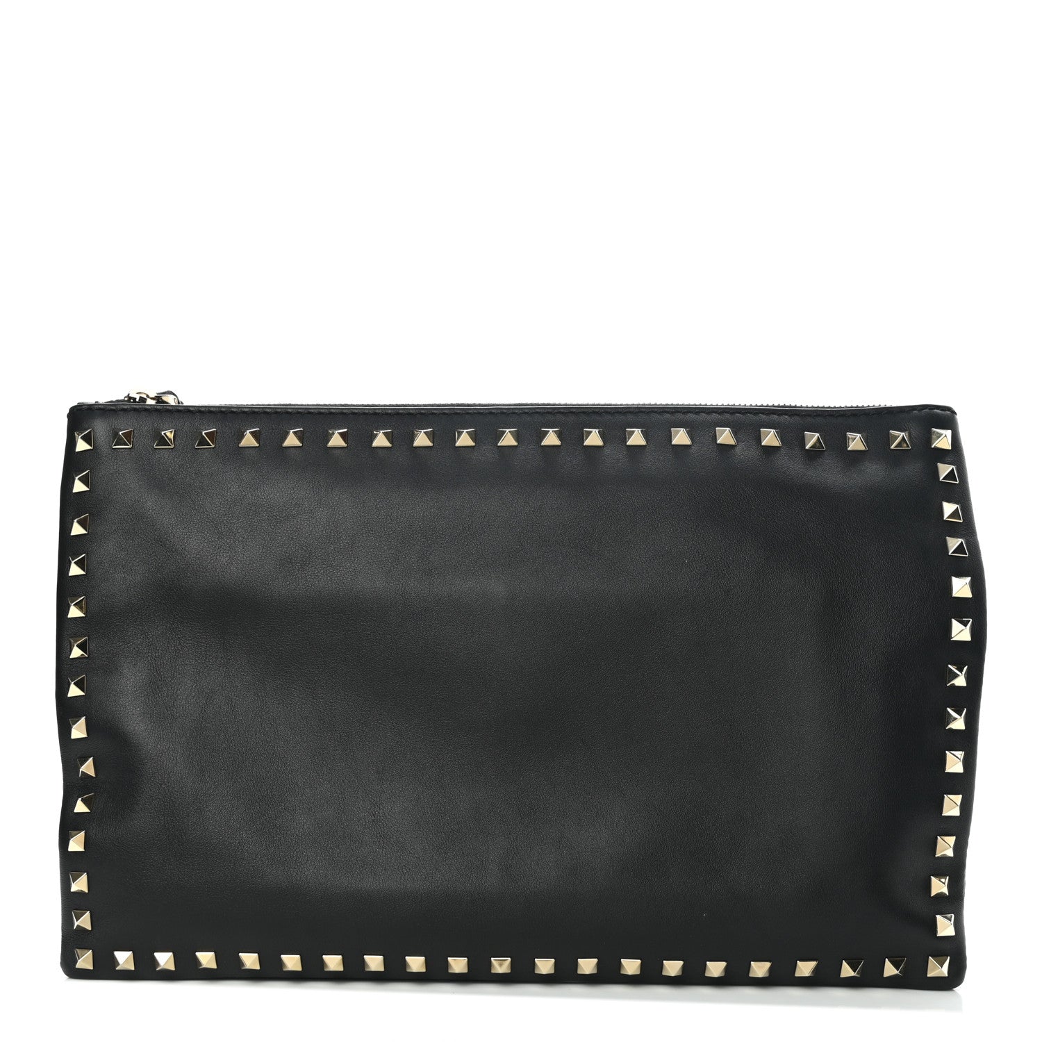 Valentino Garavani Vitello Large Rockstud Zip Wristlet Pouch Black 1 of 6