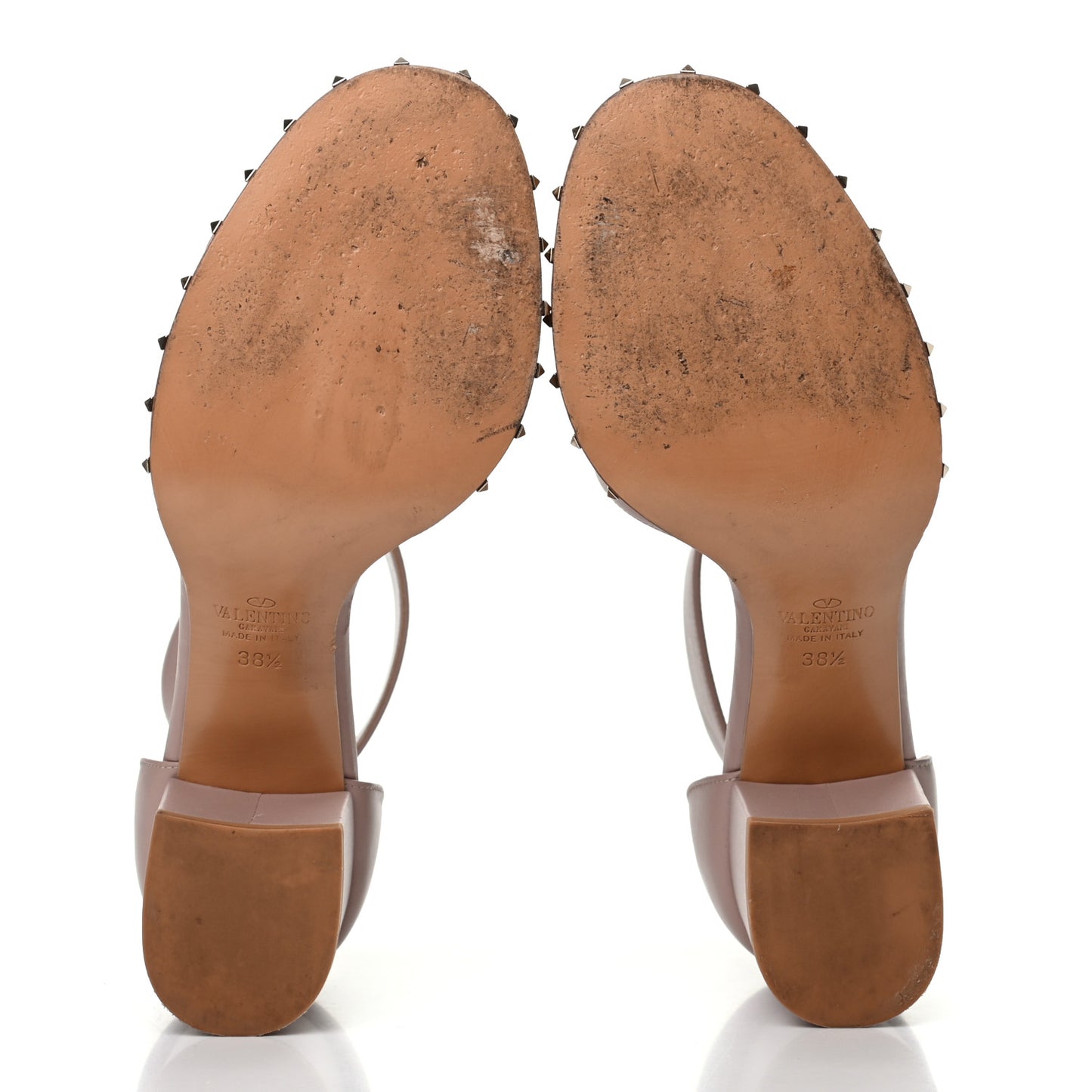 Nappa Soul Rockstud 65mm Sandals 38.5 Poudre
