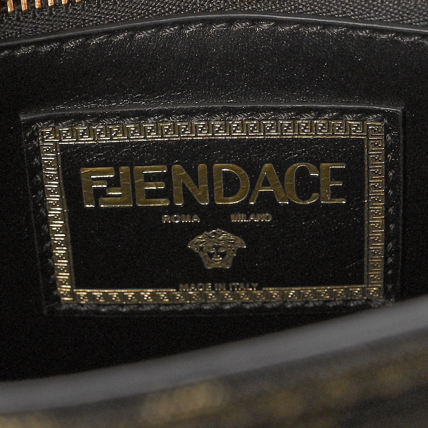 Versace X FENDI Grained Calfskin Fendace Medium La Medusa Top Handle Bag Black Brown 6 of 11