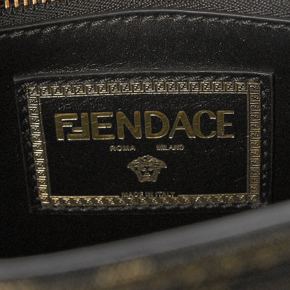 Versace X FENDI Grained Calfskin Fendace Medium La Medusa Top Handle Bag Black Brown 6 of 11