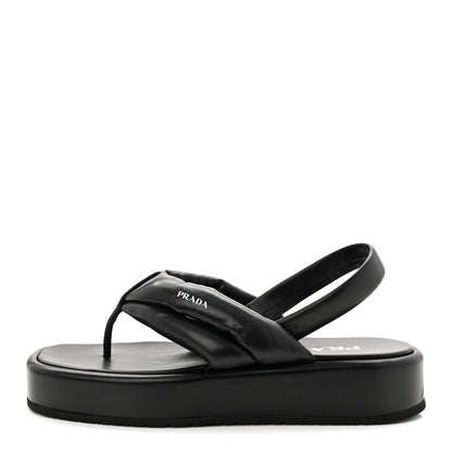 Prada Nappa Soft Padded Platform Slingback Thong Sandals 41 Black 1 of 9