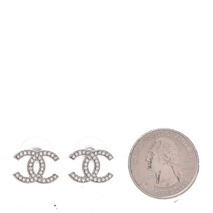 Chanel Crystal Timeless CC Earrings Silver 2 of 5