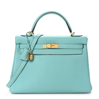 Hermes Togo Kelly Retourne 32 Bleu Atoll 1 of 10