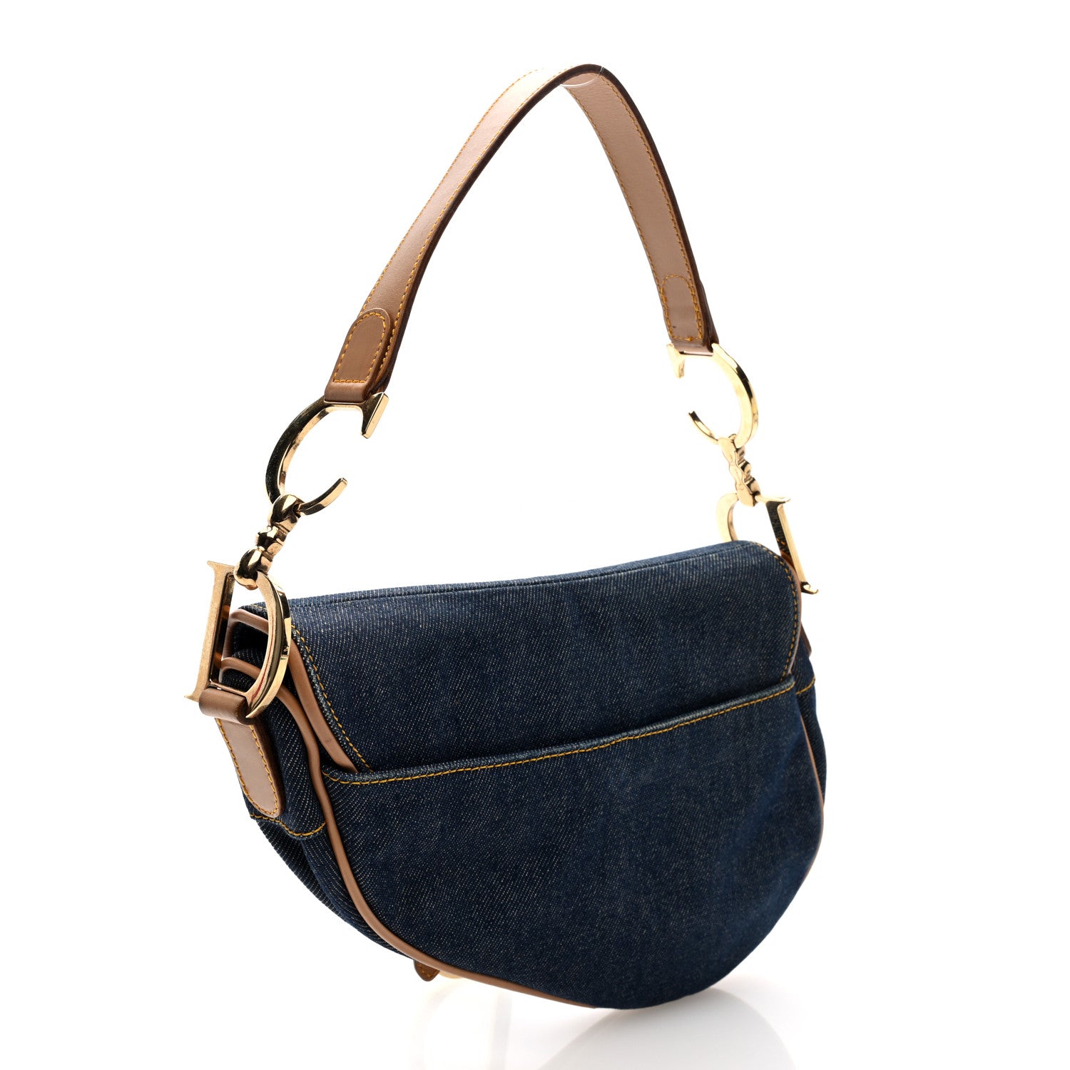 Christian Dior Denim Calfskin Saddle Bag Blue 3 of 10