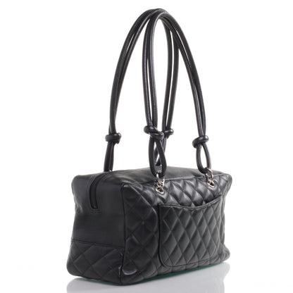 Chanel Calfskin Quilted Large Cambon Bowler Black White 3 of 7