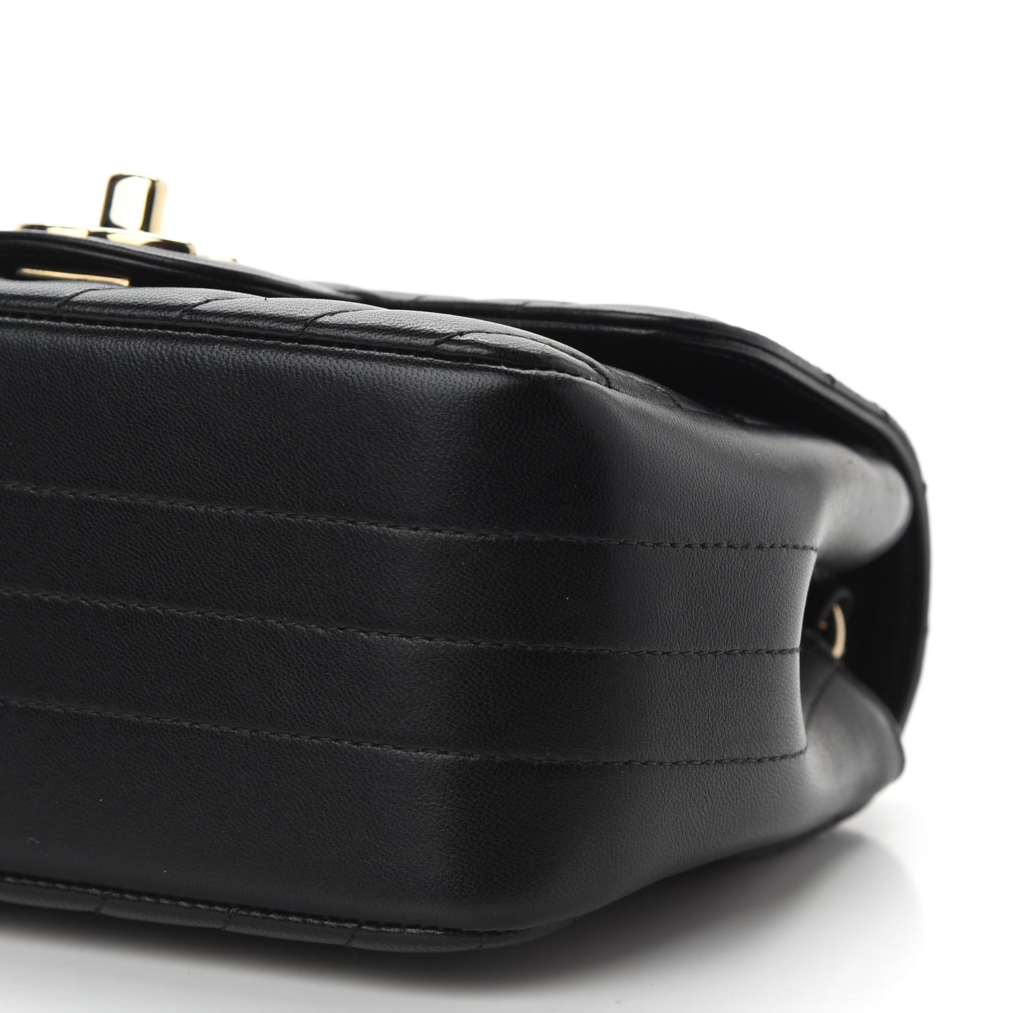 Lambskin Chevron Quilted Mini Square Flap Black