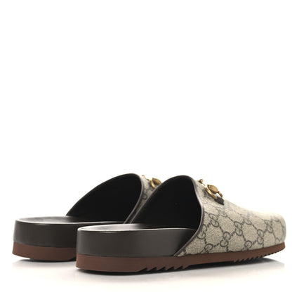 Gucci GG Supreme Monogram Miro Soft Calfskin Womens Horsebit Slippers 39.5 Beige Ebony New Acero 5 of 10