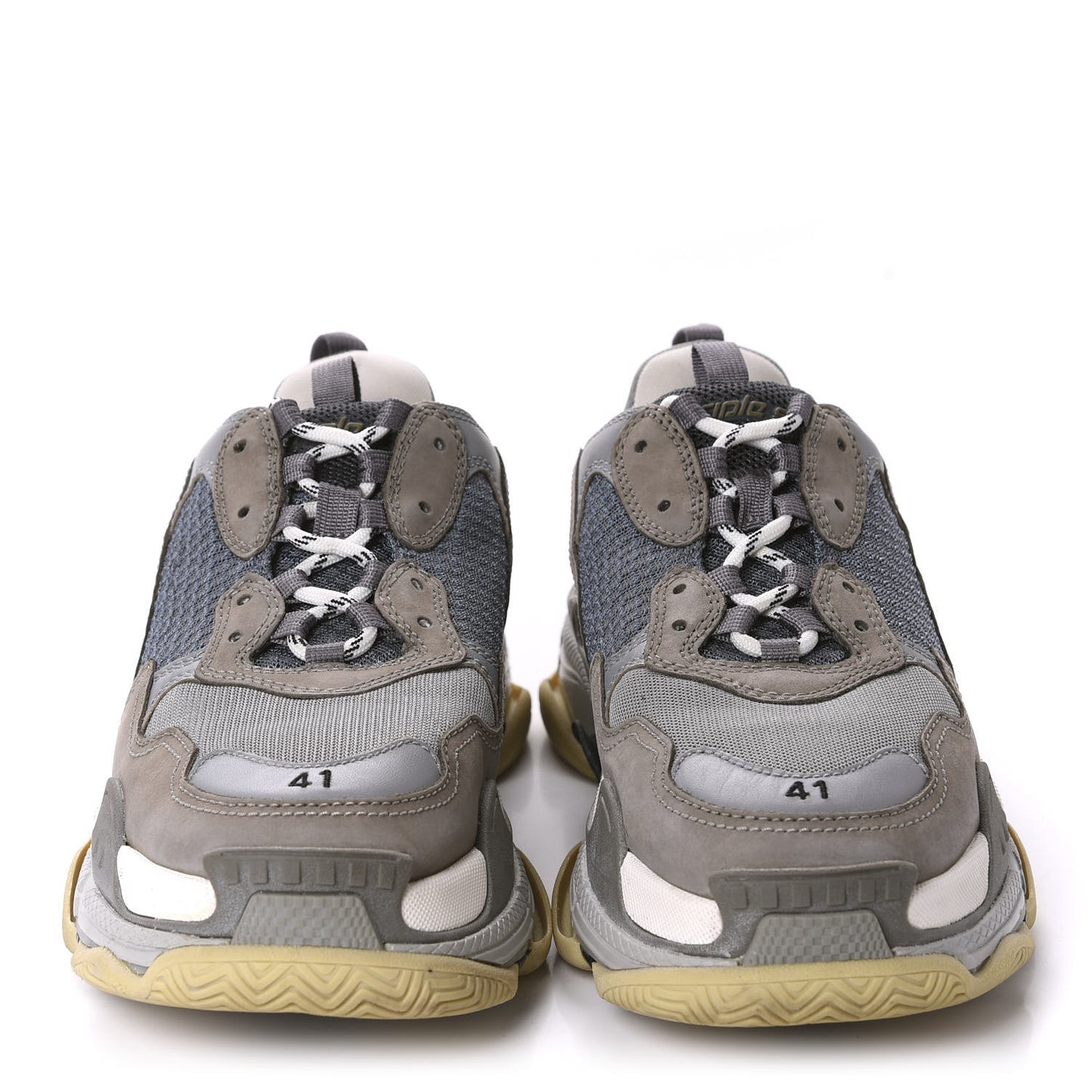 Fabric Mesh Mens Triple S Sneakers 41 Beige Bleu Gray