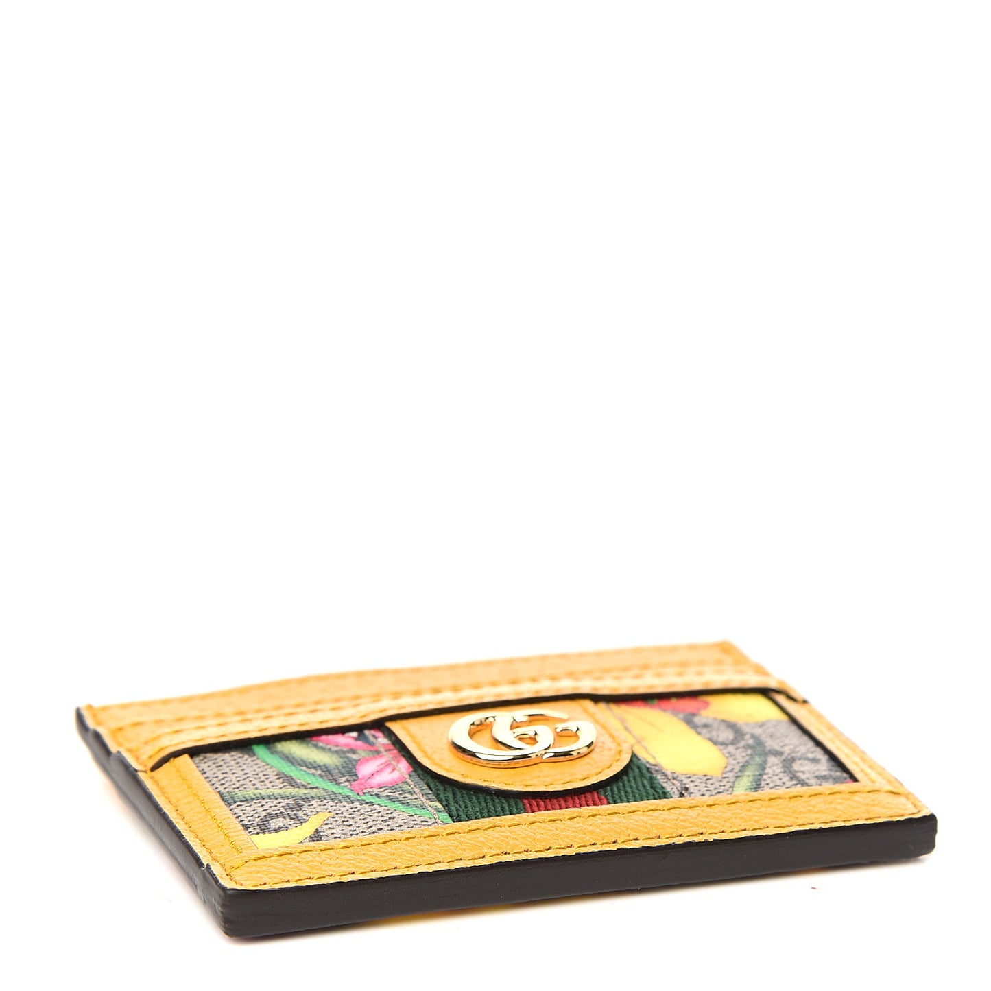GG Supreme Monogram Flora Web Ophidia Card Holder Beige Multicolor Crop