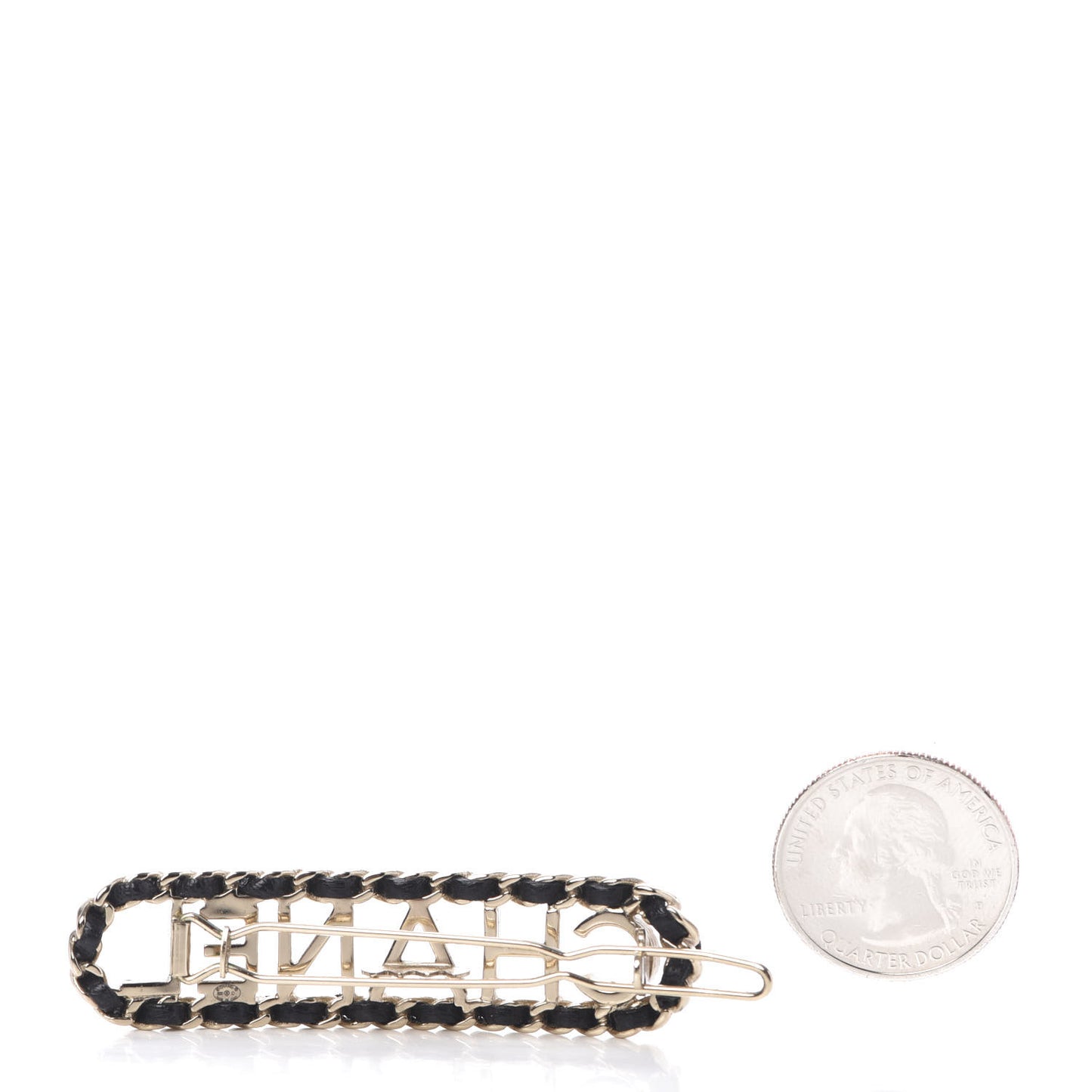Metal Lambskin Vintage Allure Logo Hair Clip Black Gold