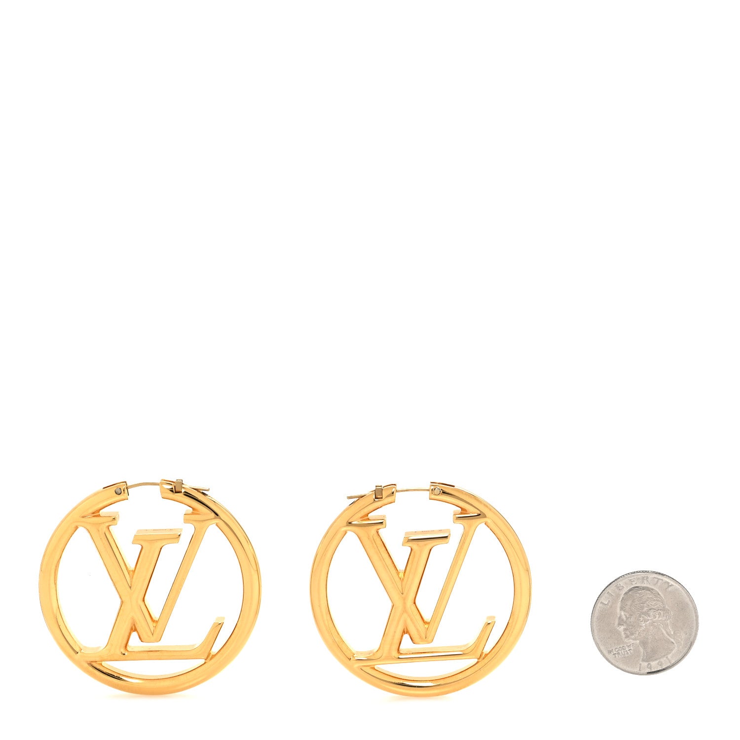 Louis Vuitton Metal Louise Hoop Earrings Gold 2 of 5