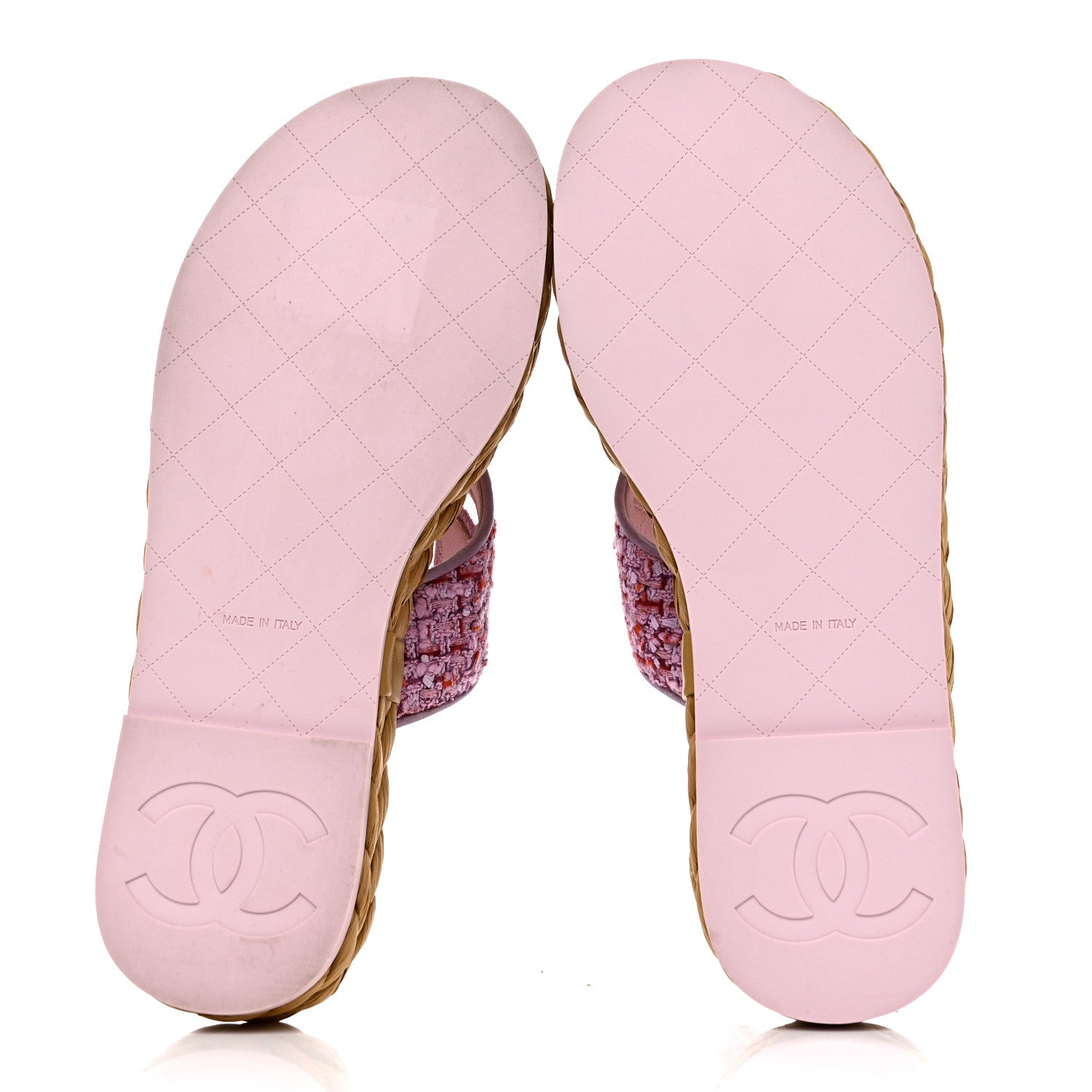 Chanel Tweed CC Thong Sandals Light 36 Purple Pink Red 5 of 9