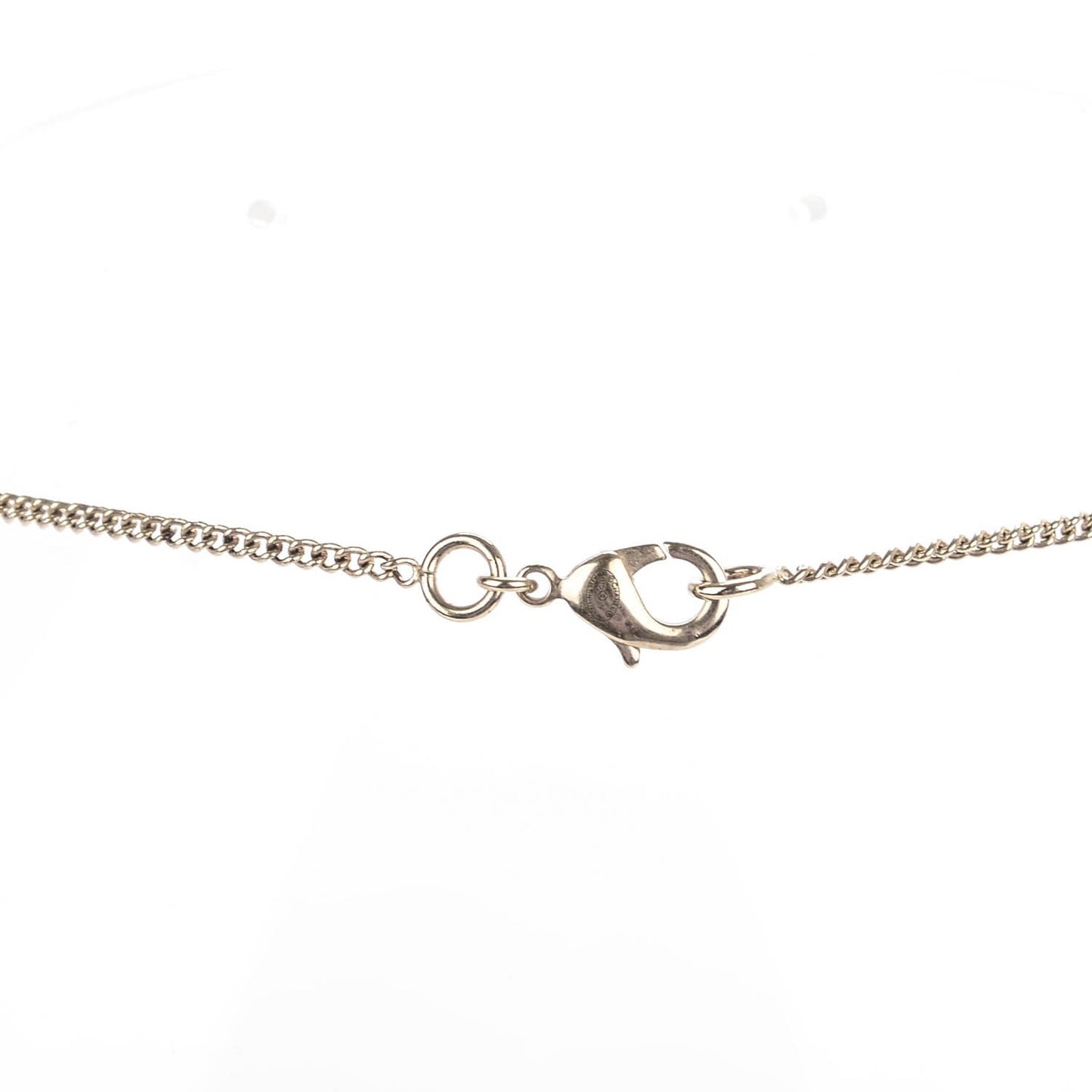 Enamel CC Pearl Drop Necklace Black Gold