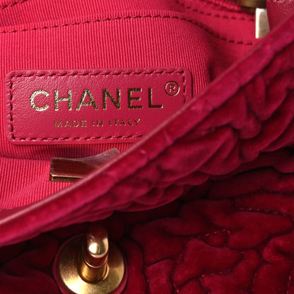 Chanel Velvet Camellia Embossed Mini Square Flap Fushia 5 of 11