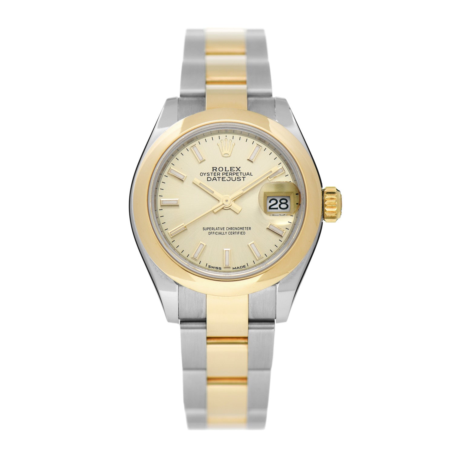 Rolex Stainless Steel 18K Yellow Gold 28mm Oyster Perpetual Datejust Watch Champagne 279163 1 of 4