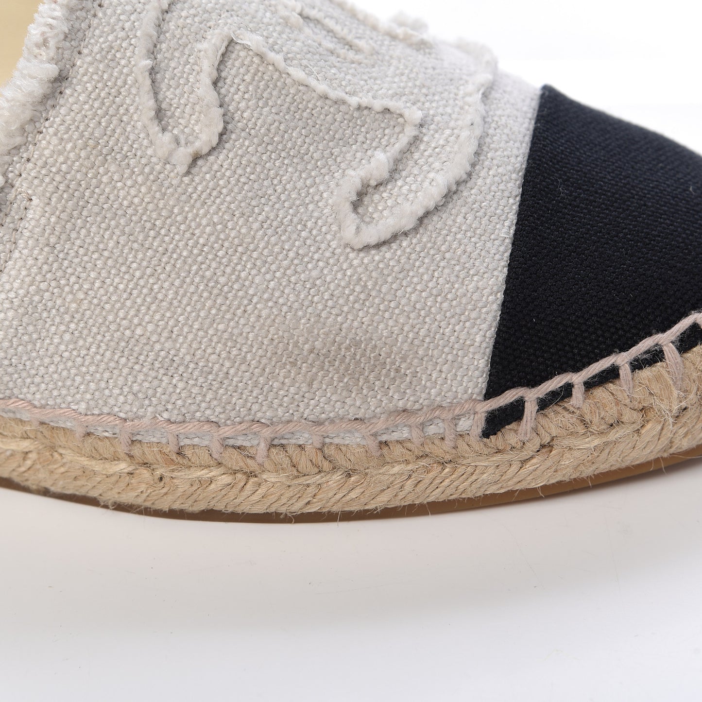 Linen CC Espadrilles 37 Beige Black