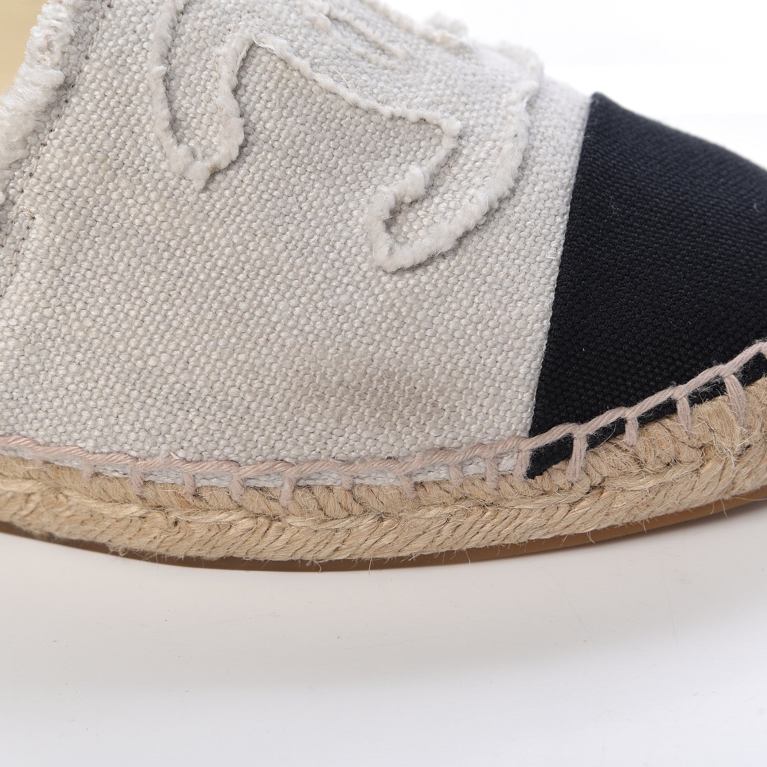 Chanel Linen CC Espadrilles 37 Beige Black 11 of 17