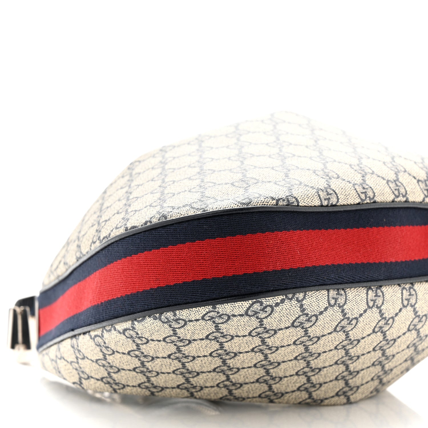 Gucci GG Supreme Monogram Textured Calfskin Web Large Attache Shoulder Bag Beige Blue 9 of 11