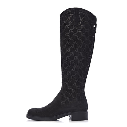 Gucci Suede Softy GG Knee High Riding Boots 37 Black 1 of 9