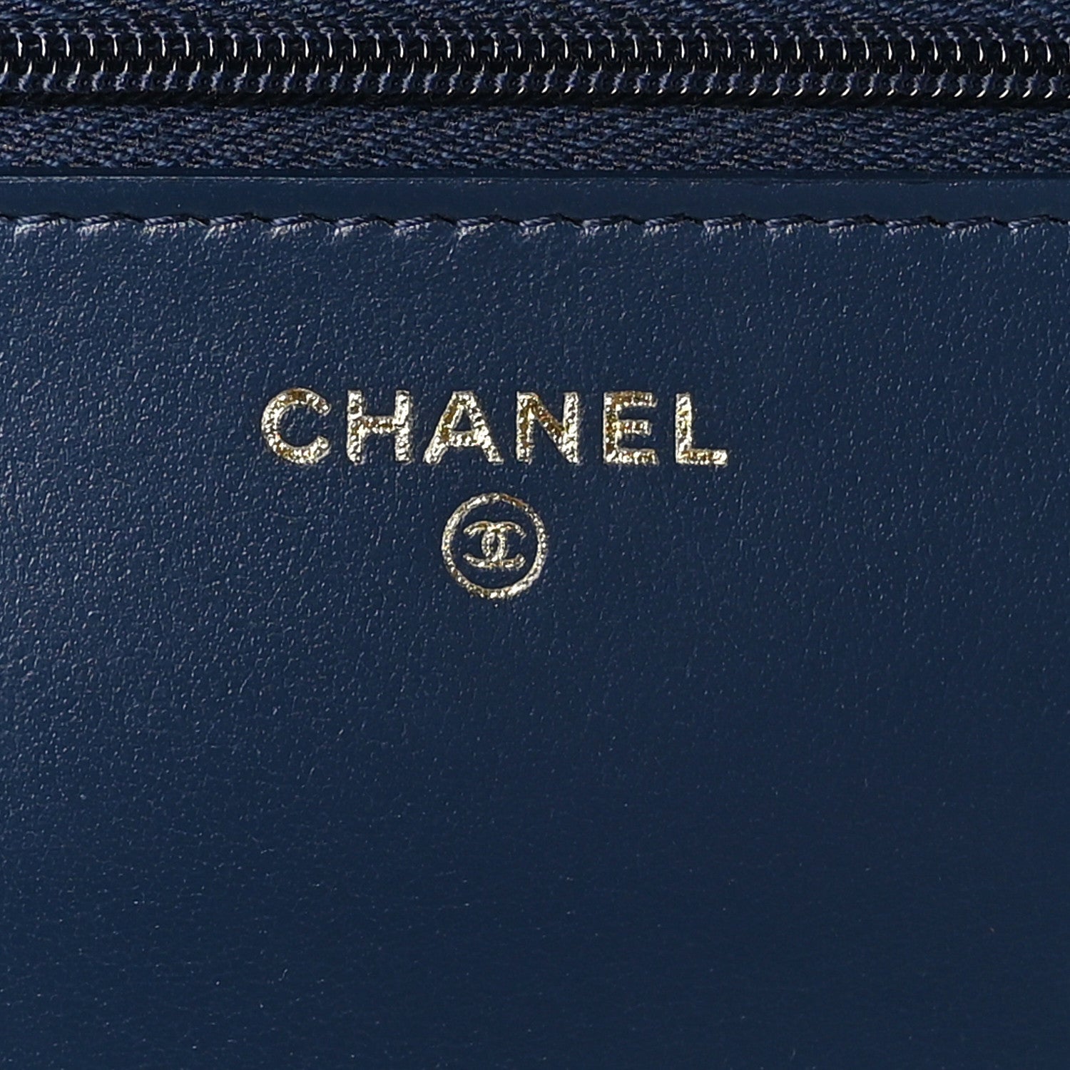 Chanel Denim Printed Wallet On Chain WOC Dark Blue 5 of 9