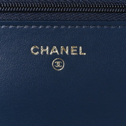 Chanel Denim Printed Wallet On Chain WOC Dark Blue 5 of 9