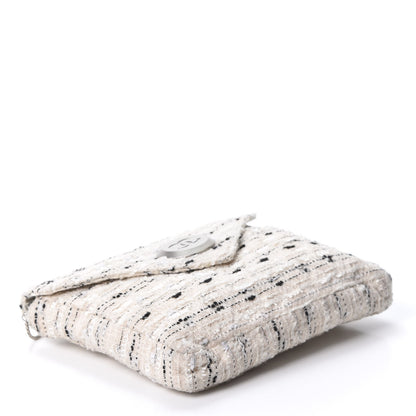 Chanel Tweed Quilted Envelope Chain Clutch White 3 of 8