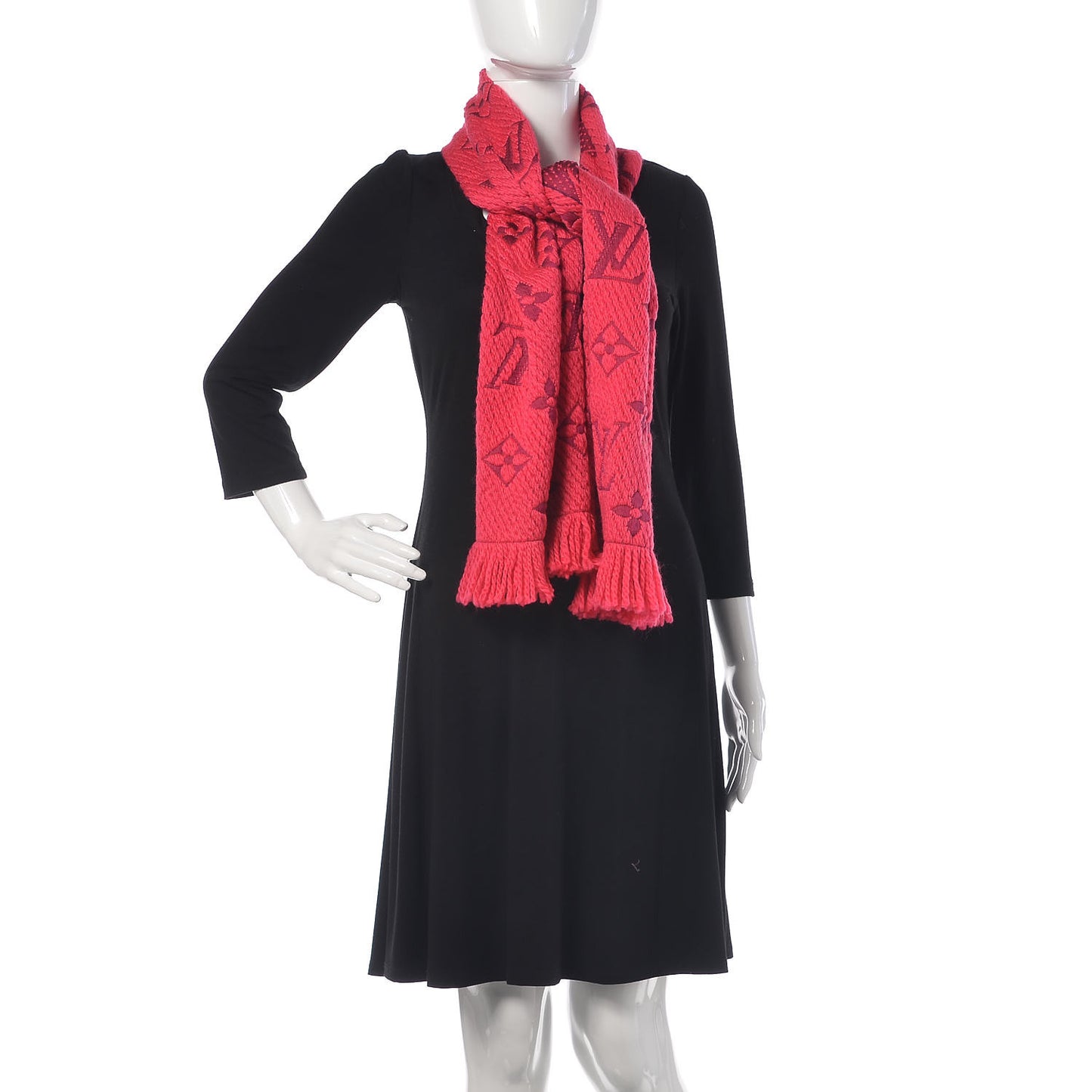 Wool Silk Logomania Shine Scarf Fuchsia