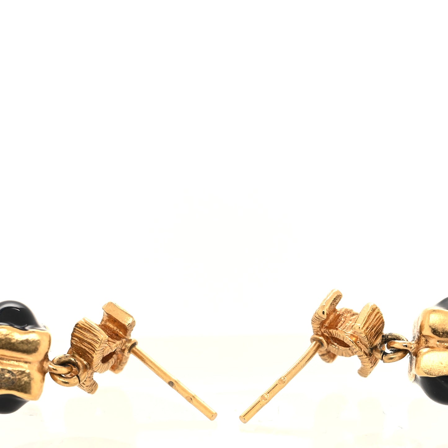 Bead CC Drop Earrings Black Gold