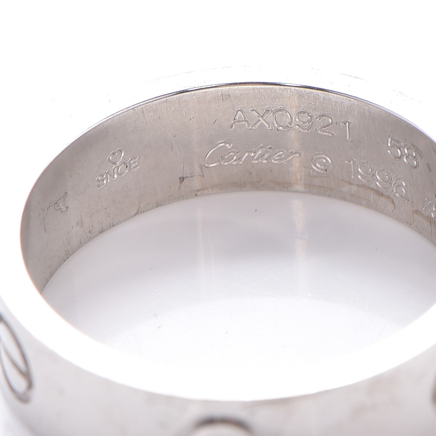 Cartier 18K White Gold 5.5mm LOVE Ring 58 8.25 5 of 8