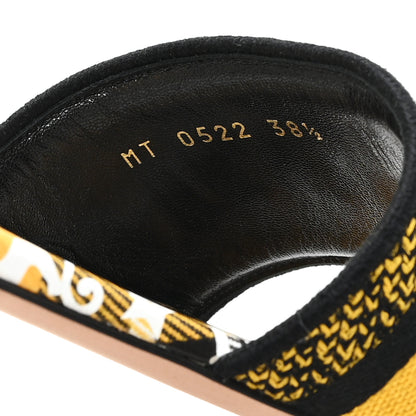Christian Dior Canvas Union Check Embroidered Dway Flat Slide Sandals 38.5 Black Yellow 9 of 10