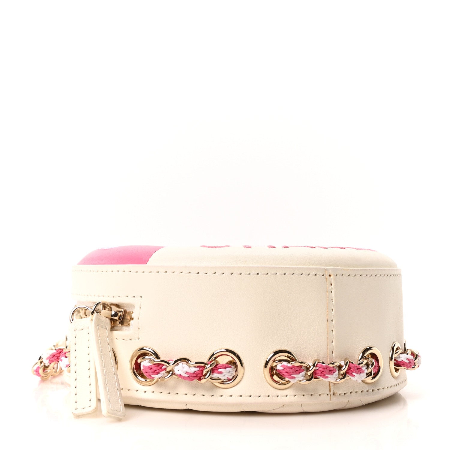 Chanel Lambskin Coco Lifesaver Round Bag Pink White 4 of 10