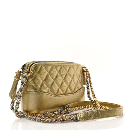 Chanel Metallic Aged Calfskin Quilted Small Gabrielle Clutch With Chain Gold 3 of 9