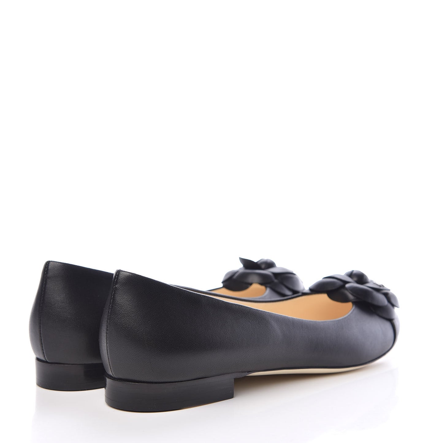 Lambskin Camellia Ballerina Flats 38.5 Black