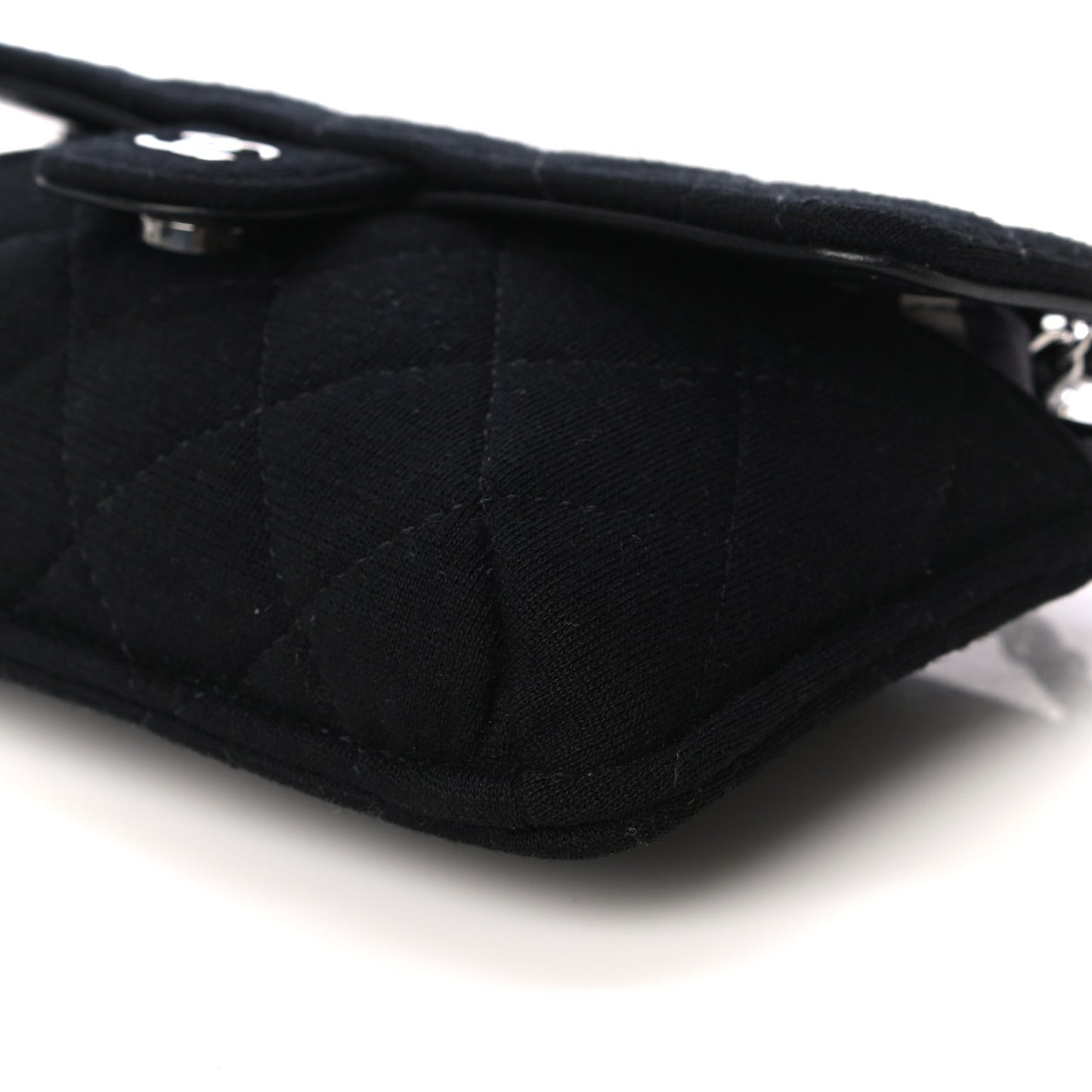 Jersey Fabric Quilted Foldable Tote With Chain Black Multicolor