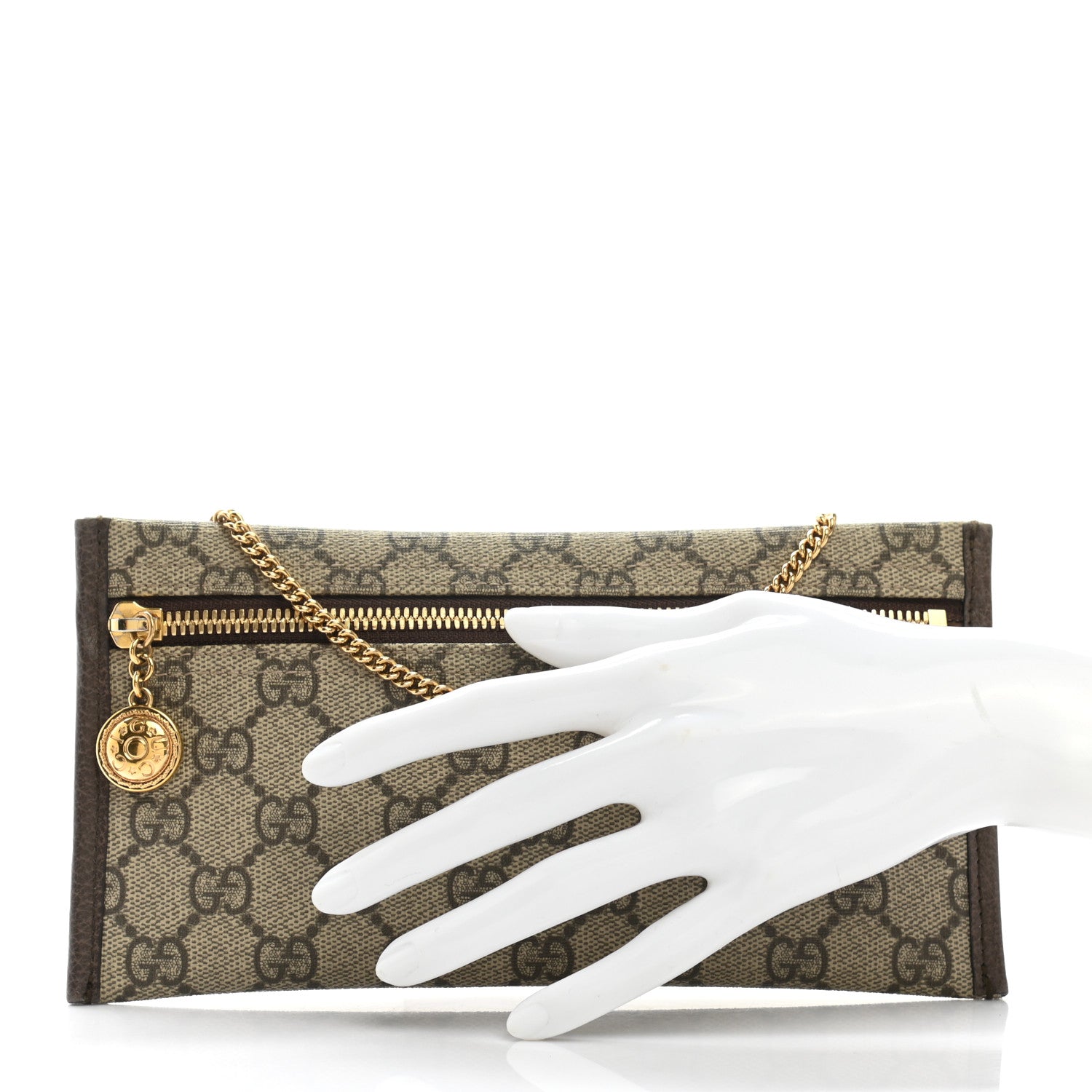 Gucci GG Supreme Monogram Large Rajah Chain Clutch Brown 2 of 7