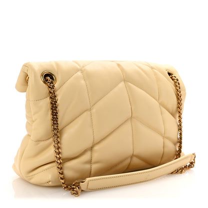 Saint Laurent Lambskin Quilted Small Loulou Puffer Monogram Chain Satchel Jaune Pale 3 of 9
